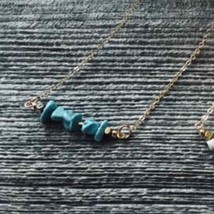 Blue Turquoise Howlite Nugget Bar Necklace - £11.87 GBP