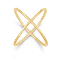 Sterling Silver  X Style Ring - Gold Plated - £37.64 GBP