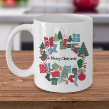 Merry Christmas Mug Gift - New Colorful Xmas Wreath White Ceramic Coffee Mug - £14.63 GBP