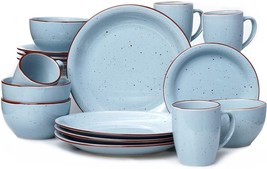 Stoneware Dinnerware Set 16 Piece For 4 Modern Plates Salad Bowls Mugs D... - £56.94 GBP