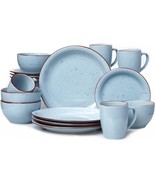 Stoneware Dinnerware Set 16 Piece For 4 Modern Plates Salad Bowls Mugs D... - £57.08 GBP