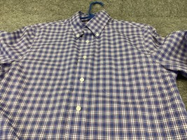Jos A Bank Dress Shirt Mens Medium Slim Fit Travelers Check Plaid Button Up - $13.85