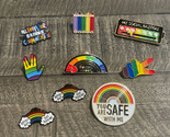 LGBTQ Pride Rainbow Enamel Pin Brooch Lot Of 9 Social Battery Safe Peace... - $34.65