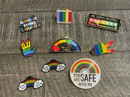 LGBTQ Pride Rainbow Enamel Pin Brooch Lot Of 9 Social Battery Safe Peace  Social - £27.69 GBP
