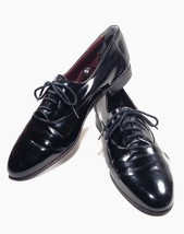 Size 12 Men Patent Leather Dress Shoe Black Vintage Robert Stock Jazz Oxford 80s - £39.87 GBP