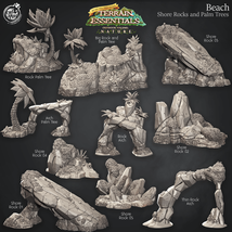 3D Printed Cast n Play Beach Shore Rocks w Palm Trees Terrain Essentials Nature - £7.90 GBP+