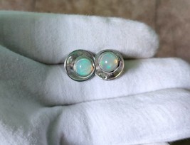 Pair of Silver Button For Shirt High Quality Ethiopian Opal Studs 2.00 C... - £34.38 GBP