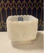 Vintage White Square Milk Glass Candy Dish with Grapes/Fruit Design 4.5&quot;... - £10.81 GBP