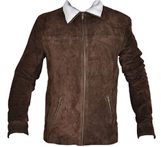 Bestzo Mens Grimes Series Suede Leather Jacket Brown M - £180.13 GBP