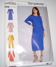 Simplicity R10352 Pull-On Slim Dresses  Sleeves Sz 14-22 UNCUT - $165.85 MXN