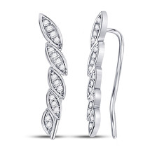 14kt White Gold Womens Round Diamond Marquise-shape Climber Earrings 1/4... - $299.00