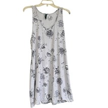 Laura Ashley Sleepwear Racer Back Sleeveless Sz L Dark Floral Gray - $14.84
