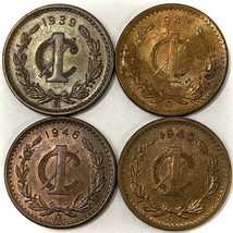(4) 1939- 1946 Mexico Centavo Coin Mexico City Mint Condition Uncirculated+ - £12.37 GBP