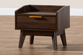Linus Walnut Brown Finished 1-Drawer Wood Nightstand - $1,520.45 MXN