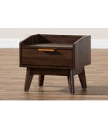 Linus Walnut Brown Finished 1-Drawer Wood Nightstand - $1,491.74 MXN