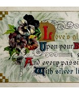 Happy Birthday Greeting Postcard 1900s Victorian Embossed Pansies Flower... - $370.00 MXN