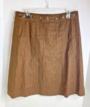 BCBG Maxazria Womens Sz 8 Brown Skirt Full Knee Length Back Zip linen blend - £10.82 GBP