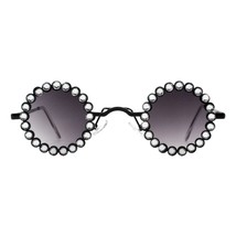 Round Rhinestone Sunglasses Women&#39;s Small Metal Frame Vintage Style UV400 - £12.82 GBP