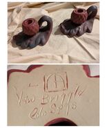 Pair Of Van Briggle Pottery Acorn Leaf Candle Holder Handle Matte Purple... - $173.86 CAD