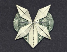 HEART w/ 4-point Star Money Origami - Dollar Bill Art - £11.70 GBP