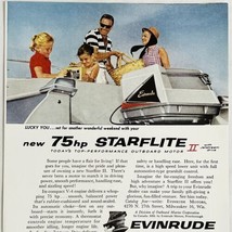 Vintage 1959 Evinrude Outboard Boat Motor Magazine Print Ad 75hp Starfli... - $7.57