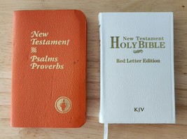 New Testament Psalms Proverbs Bible Lot Pocket Size Red/White Faux Leather - £9.48 GBP