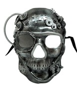 Steampunk Skull Brushed Silver Halloween Masquerade Mask - £33.81 GBP