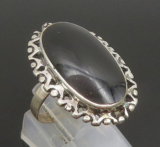 925 Sterling Silver - Vintage Star Border Black Onyx Cocktail Ring Sz 7- RG25292 - £25.86 GBP