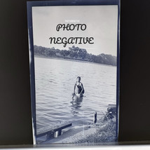 Antique Photo Negative 1920s 30s People Playing Lake Teenager On Shoulders - $195.99 MXN