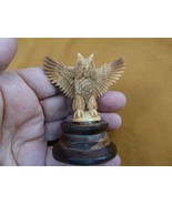 (tb-bird-23) lil dancing tan Horned Owl TAGUA NUT palm figurine Bali lov... - £40.97 GBP