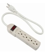 4 Outlet Compact AC POWER STRIP w/ Surge Protector IVORY 2&#39; ft Cord 15 A... - £19.68 GBP