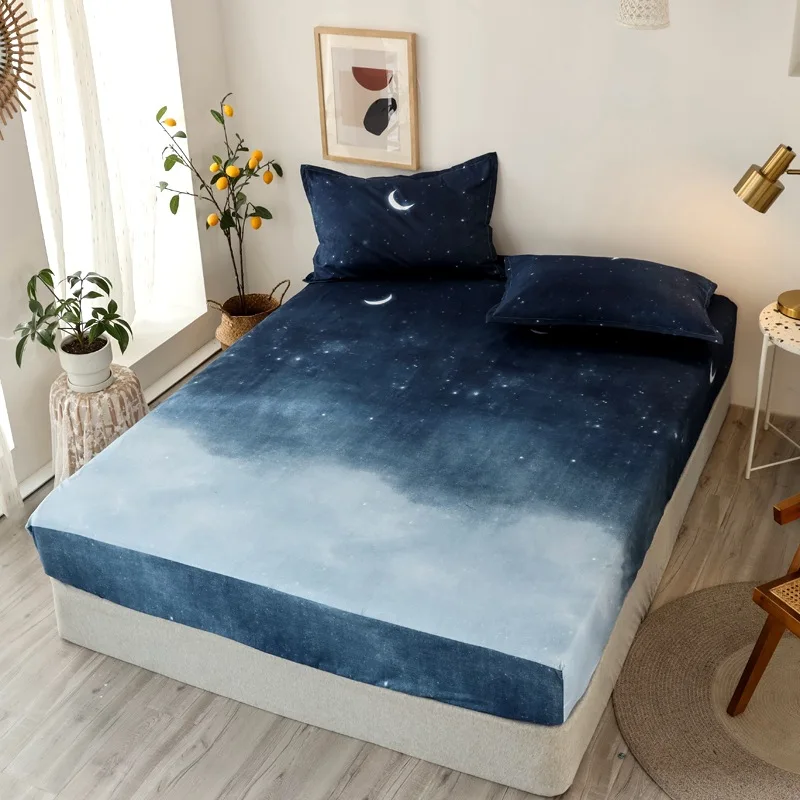 1pcs 100%Polyester Printed Fitted Sheet Mattress Cover Four Corners With Elastic - £12.91 GBP+