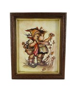 Vintage Small Hummel 6x4.5 Inch Framed Art Print Birthday Cake &amp; Flowers - $10.80 CAD