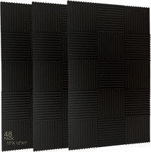 12&quot; X 12&quot; X 1&quot; Acoustic Foam Panel Wedge Studio Soundproofing Wall, 48 Pack. - £33.54 GBP
