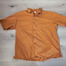 Uniqlo U Shirt Mens XL Orange Button Up Short Sleeve  - $21.78