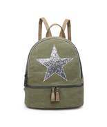 Khaki Canvas Rucksack/Backpack with Silver Star - $70.90 CAD