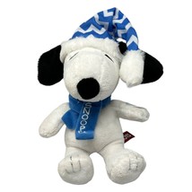 Peanuts Snoopy Plush Toy Blue Scarf Winter Hat Plays Peanuts Theme Song ... - $16.78