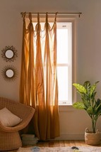 Honey Color Solid Tab Curtain 2 Panel Twist Cotton Top Knotted Curtain knot Loop - £29.22 GBP+
