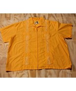 Genuine Haband Guayabera Yellow Gold Cuban SS 4XXL Embroidered Wedding B... - $22.84 CAD