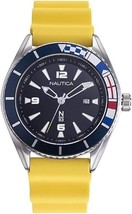 NAUTICA N83 Urban Surf Yellow Silicone rubber Strap steel Men&#39;s Watch NA... - $1,457.53 MXN