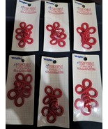6 Wrights Red Fashionable Frog Closures For Coat, Dress, Belt Blouse, Sk... - $15.50