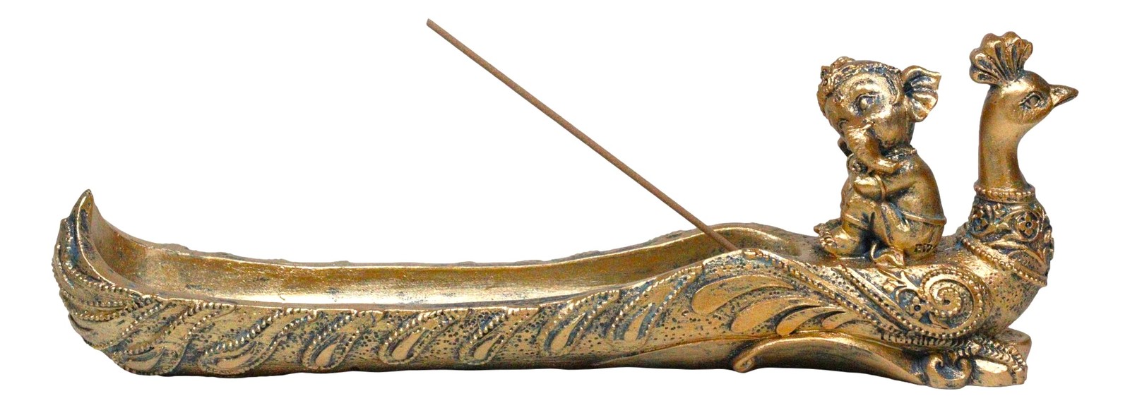 Hindu God Ganapati Baby Ganesha Seated On Peacock Incense Stick Burner H... - $20.99