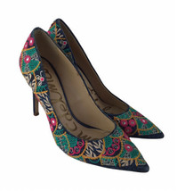 Sam Edelman Hazel Colorful Teal Green Pink Floral Embroidered Heels Wome... - £25.46 GBP
