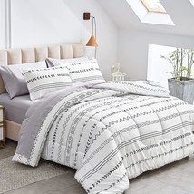 Ombre Boho Striped Bed In A Bag 7 Pieces Queen Size, Aztec Geometric Arrows Blac - £72.75 GBP
