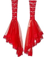 Red Lace Bell Sleeves Devil Witch Goth Victorian Beetlejuice Bride Lydia... - €14,27 EUR