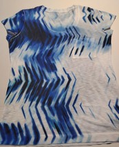 Calvin Klein Jeans Tie Dyed T Shirt Womens Blue Large Scoop Neck Tee - $7.79