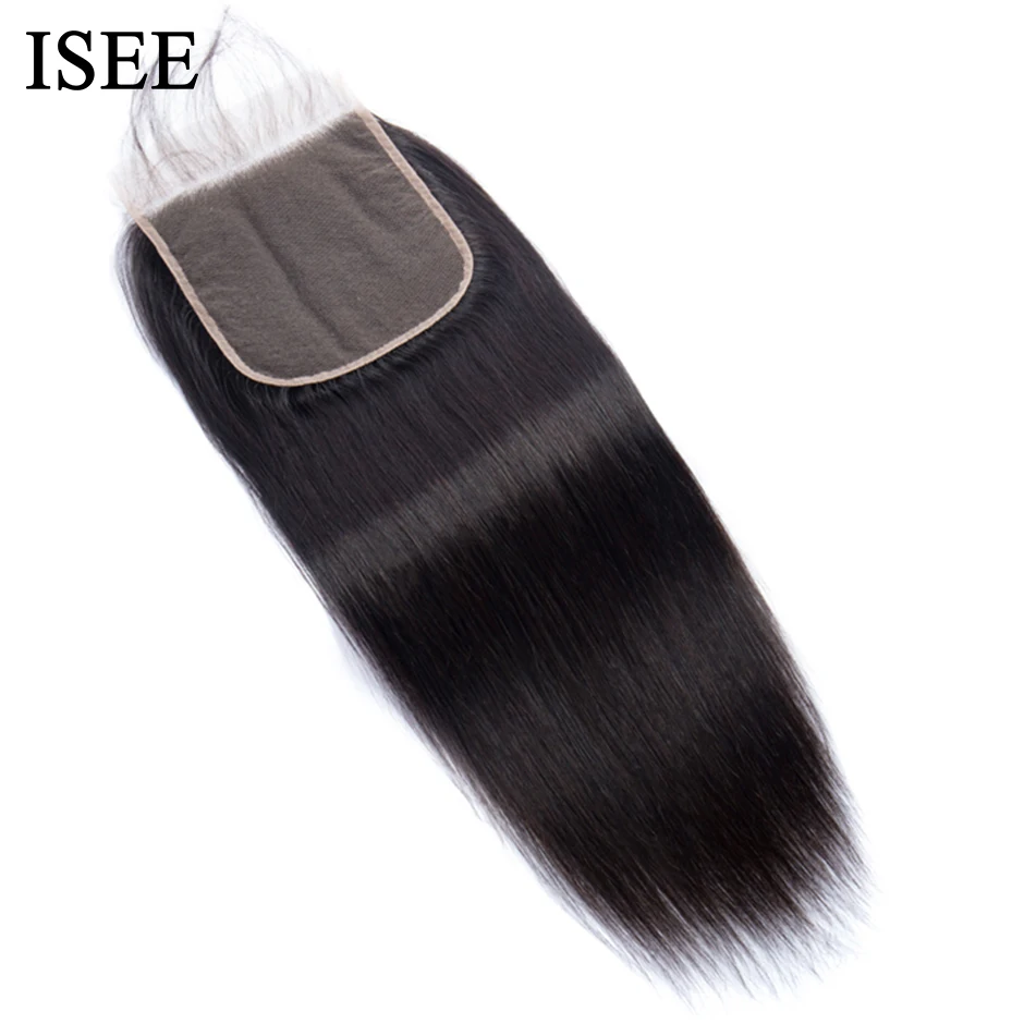ISEE HAIR Malaysian Straight Hair Closure Free Part Lace Closure Hand Tied Remy - £47.01 GBP+