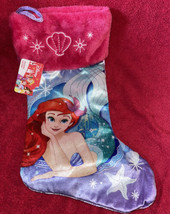 Pink Purple Disney Little Mermaid ARIEL Christmas Stocking 17” Faux Fur Cuff NWT - £13.64 GBP