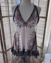 FREE PEOPLE Steal The Sun Mini Dress Womens Multicolor Printed Babydoll XS - $34.00