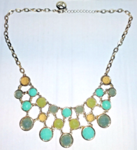 Vintage 18” Crown Trifari Green  Lucite Waterfall Chandelier Necklace High End - £25.52 GBP